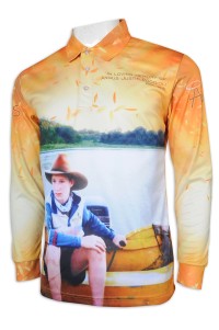 T991 Customized Sublimation Long Sleeve Polo Shirt Slim Body Church Active Shirt Sublimation Manufacturer